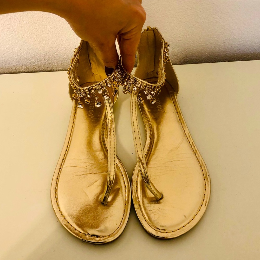 Ankle Strap Crystal Rhinestones Flat Sandals
